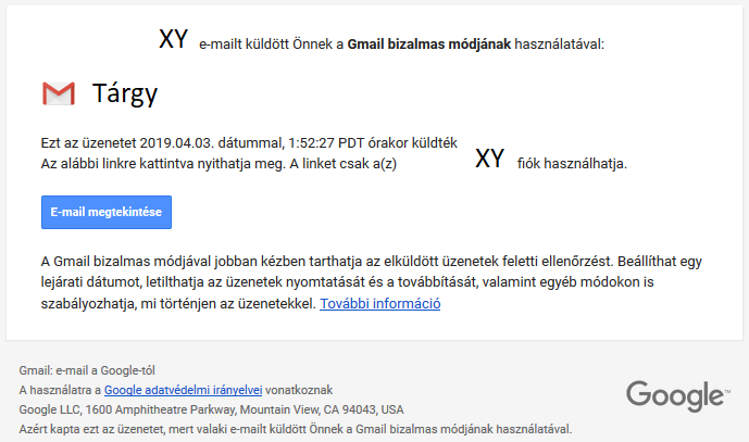 Gmail levél fogadása Bizalmas módban